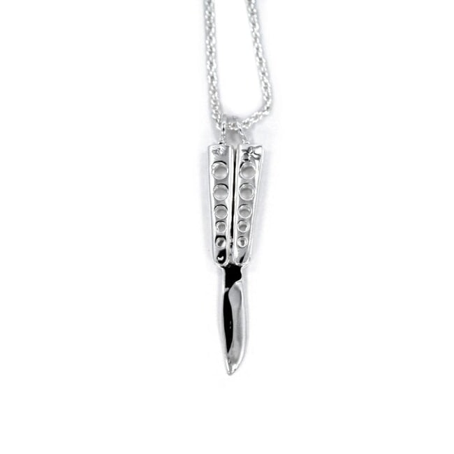 Butterfly Knife Pendant Ss Necklaces