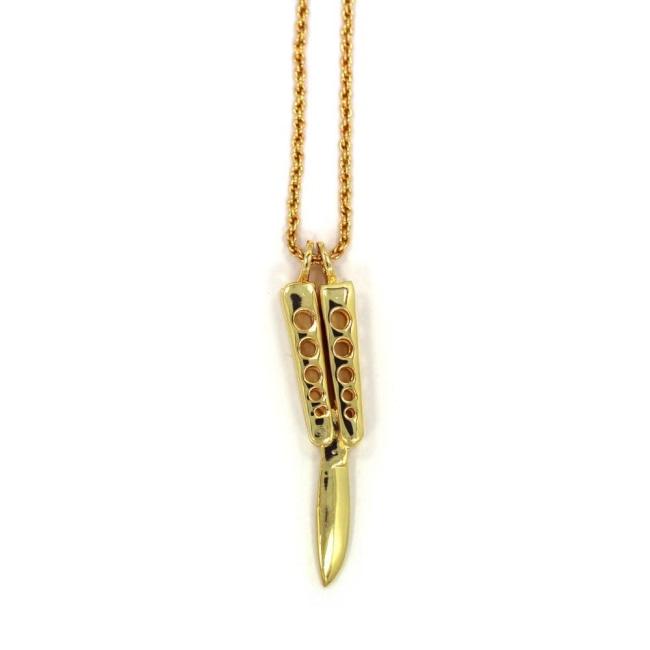 Butterfly Knife Pendant Ss Necklaces