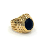 right angle of the Caged Class Ring in gold from the han cholo alien collection