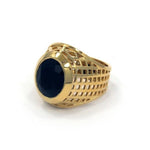 left angle of the Caged Class Ring in gold from the han cholo alien collection