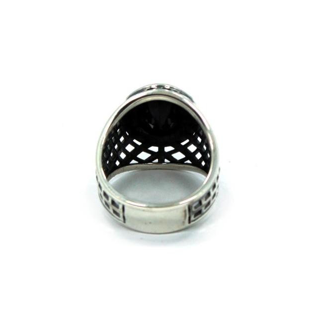 back of the Caged Class Ring in silver from the han cholo alien collection