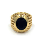 front of the Caged Class Ring in gold from the han cholo alien collection