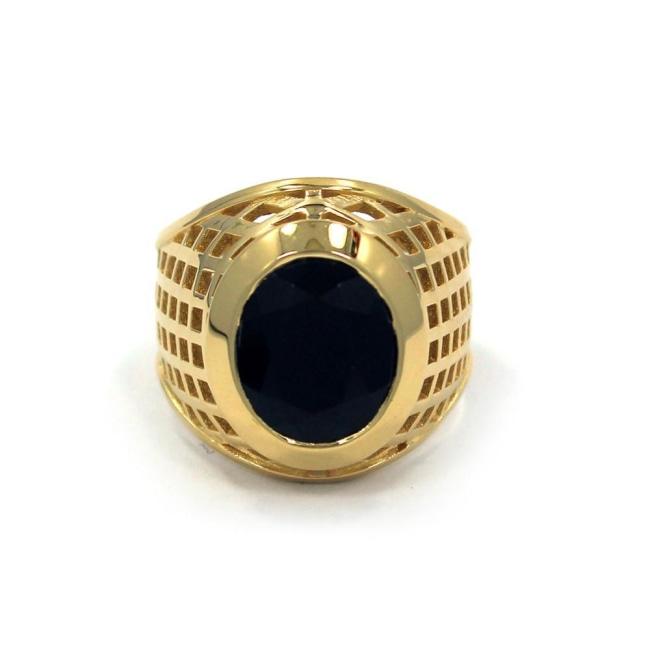 front of the Caged Class Ring in gold from the han cholo alien collection