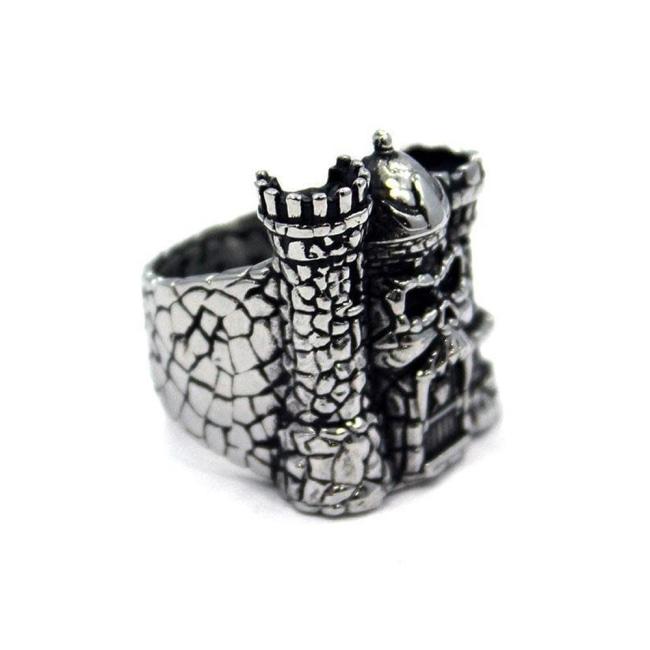 left side of the Castle grayskull ring from the masters of the universe jewelry collection