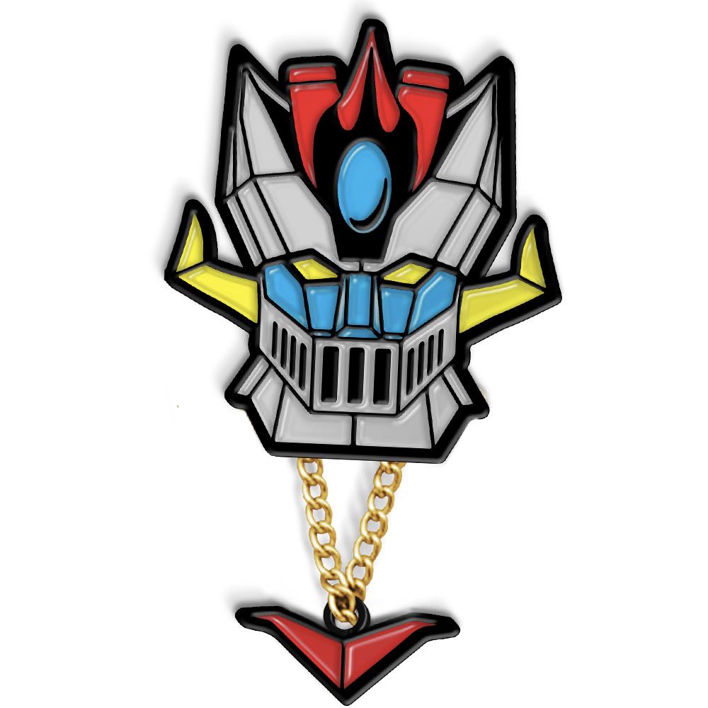 Shogun Warrior inspired Space knight enamel pin on while background