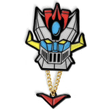 Shogun Warrior inspired Space knight enamel pin on while background