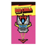Shogun Warrior inspired Space knight enamel pin on pink pin card