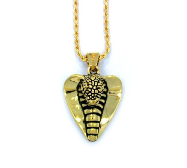 front of the Cobra Lover Pendant in gold from the fantasy collection