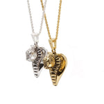 right side of the Cobra Lover Pendant in silver and gold from the fantasy collection