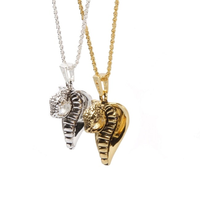 right side of the Cobra Lover Pendant in silver and gold from the fantasy collection
