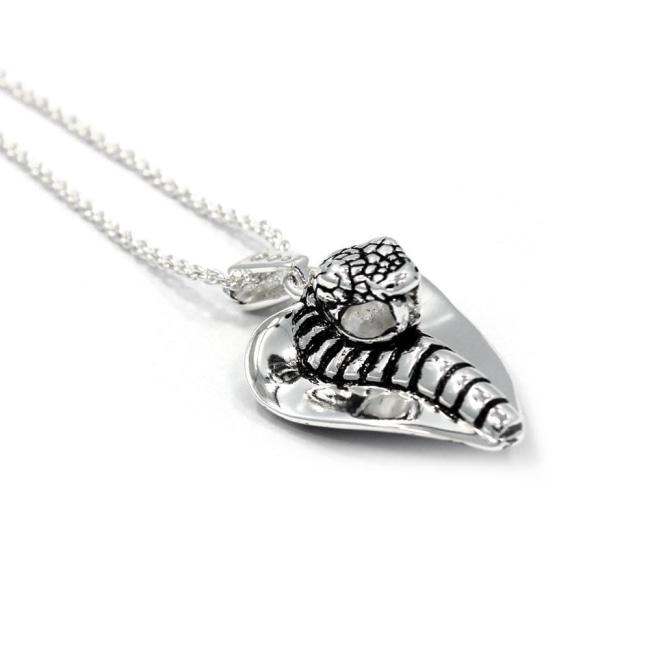 left side of the Cobra Lover Pendant in silver from the fantasy collection
