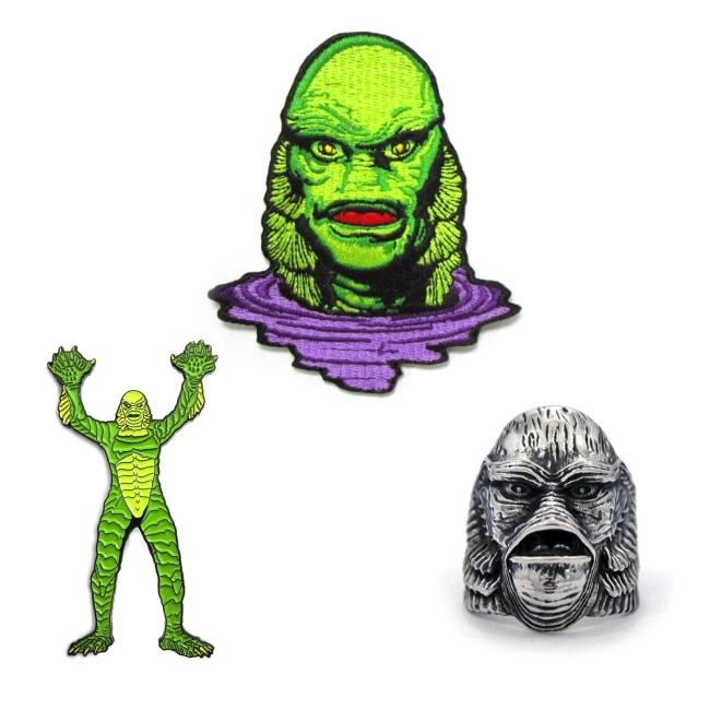 creature from the black lagoon enamel pin, patch, and ring