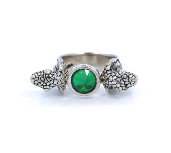 Snake Ring pm rings Precious Metals Sterling Silver .925 6 Green