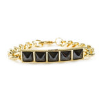 Her Crystal Spike Id Bracelet Gold/black Ss Bracelets