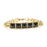 Her Crystal Spike Id Bracelet Gold/black Ss Bracelets