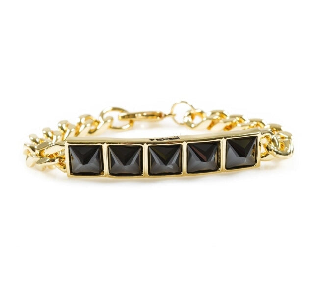 Her Crystal Spike Id Bracelet Gold/black Ss Bracelets
