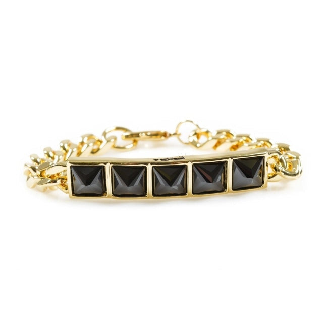 Her Crystal Spike Id Bracelet Gold/black Ss Bracelets