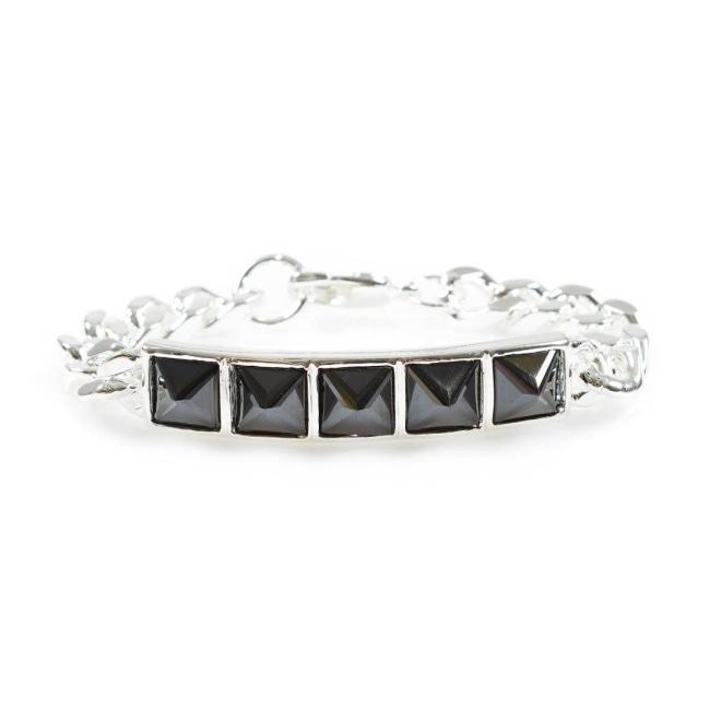 Crystal Spike Id Bracelet Sterling .925 Pm Bracelets