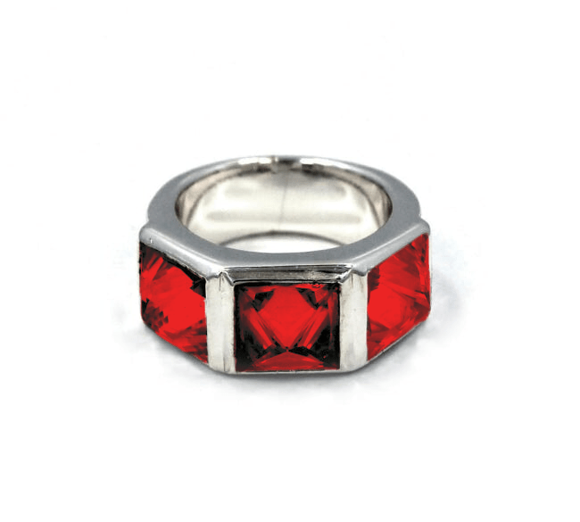 Crystal Spike Ring pm rings Precious Metals Sterling Silver .925 7 Red