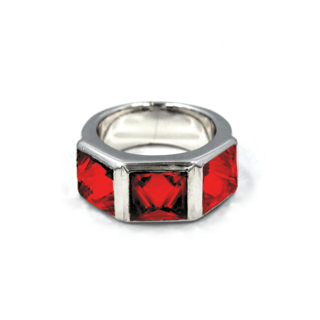 Crystal Spike Ring pm rings Precious Metals Sterling Silver .925 7 Red