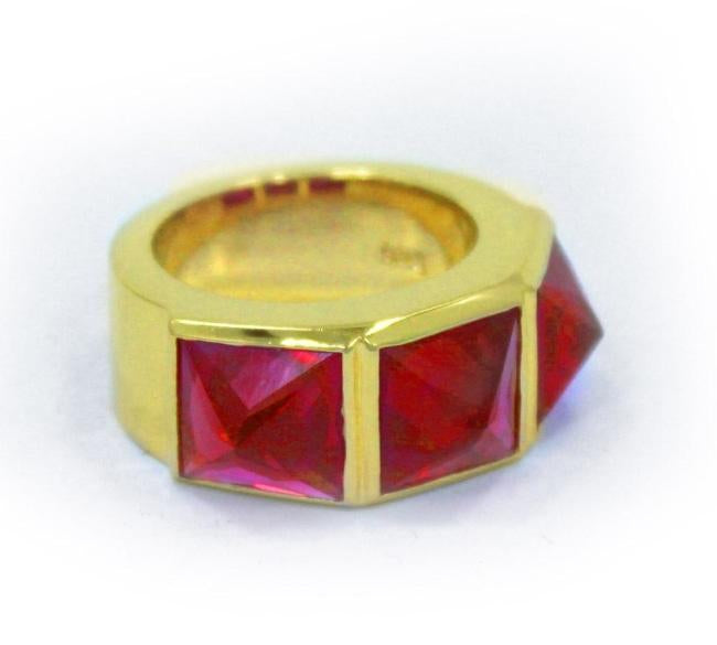 Crystal Spike Ring pm rings Precious Metals Vermeil - 24k Gold Plated 7 Red