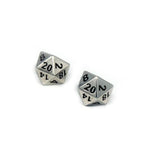 right side view of the D20 stud earrings on a white background