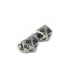 left side view of the D20 stud earrings on a white background