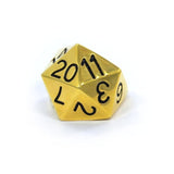 Right side view of the D20 ring gold on a white background