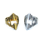 shot of the Dahlia Ring in gold and silver from the han cholo precious metal collection