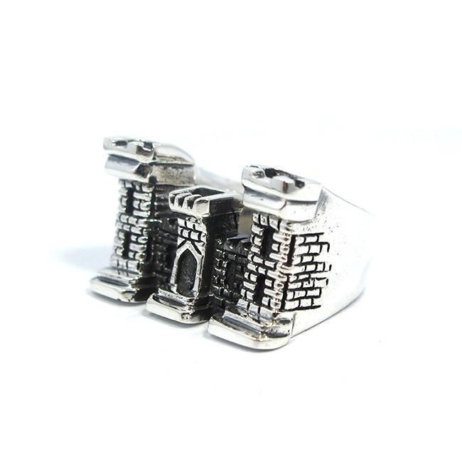 right side of the Dark Castle Ring in silver from the han cholo fantasy collection