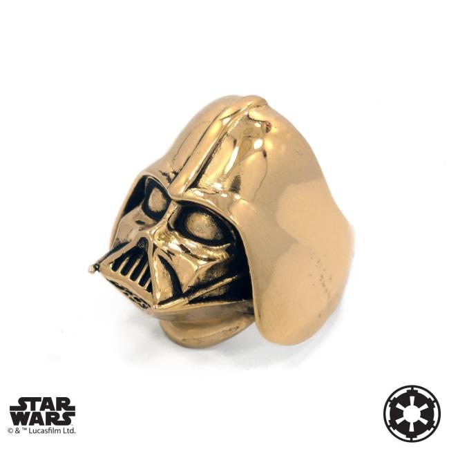 left angle of the darth vader ring in gold from the han cholo star wars collection