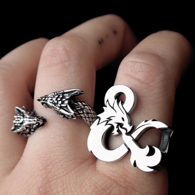 D&D ring,dungeons and dragons,dragon ring,ampersand ring,D&D accessory,D&D jewelry