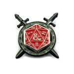 D&d Cross Sword D20 Spinner Pin Enamel