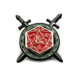 D&d Cross Sword D20 Spinner Pin Enamel