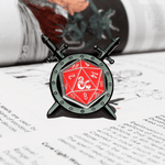 D&d Cross Sword D20 Spinner Pin Enamel