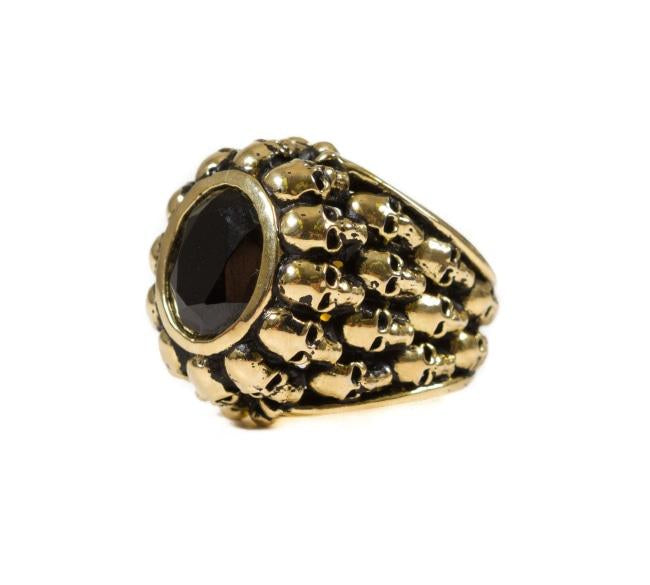 angle of the Dead Ringer Ring in gold from the han cholo skulls collection