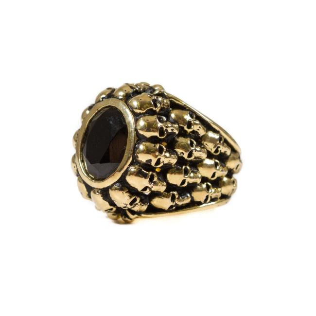 angle of the Dead Ringer Ring in gold from the han cholo skulls collection