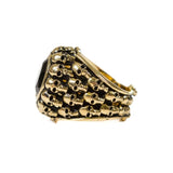 side of the Dead Ringer Ring in gold from the han cholo skulls collection