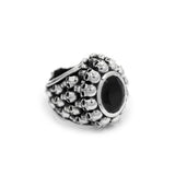 left angle of the Dead Ringer Ring in silver from the han cholo skulls collection