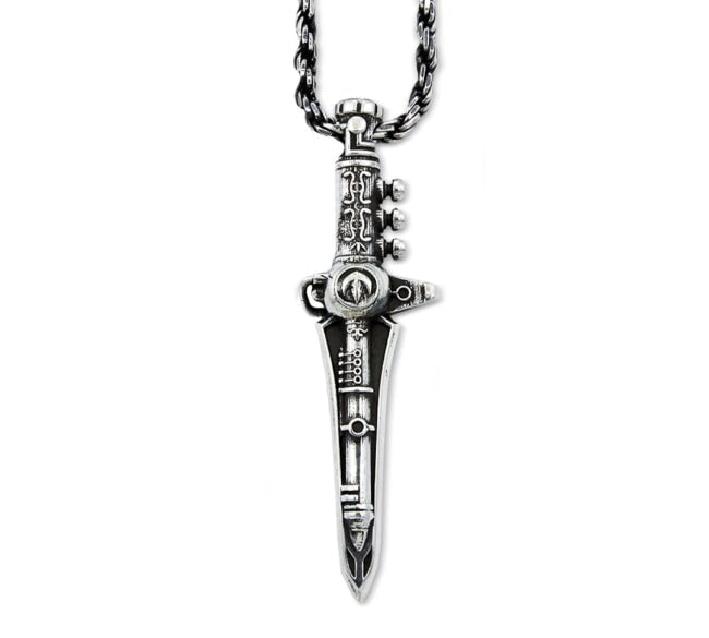 green ranger Dragon Dagger Pendant angled on a white background