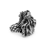 bottom angle of the Dragon Ring in silver from the han cholo fantasy collection