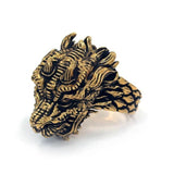 top left angle of the Dragon Ring in gold from the han cholo fantasy collection