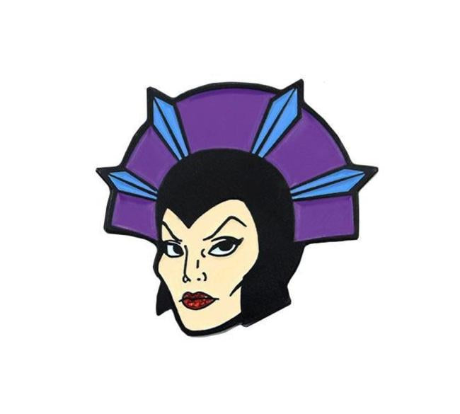 front of the Evil-Lyn Enamel Pin from the masters of the universe jewelry collection