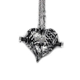 front of the Frankenheart pendant in sterling silver from the universal monsters jewelry collection