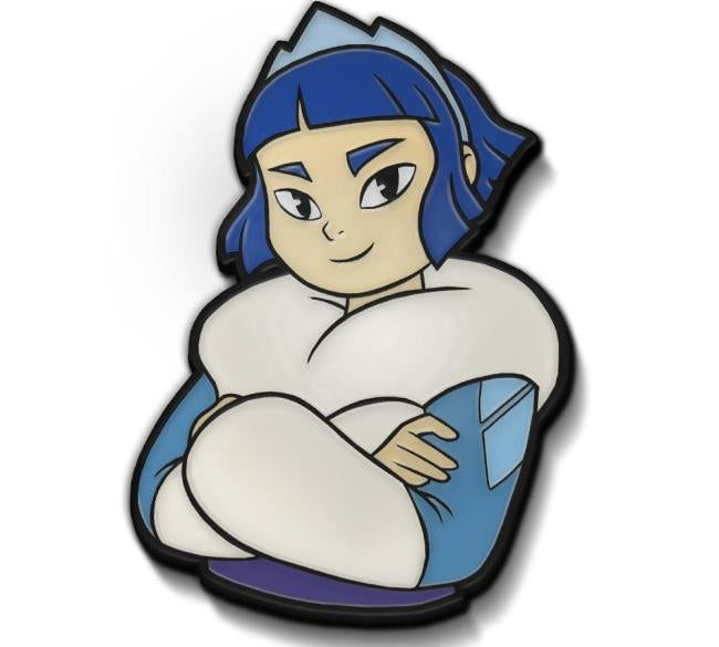 front angled shot of the frosta enamel pin from she-ra and the princesses of power
