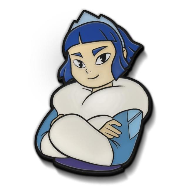 front angled shot of the frosta enamel pin from she-ra and the princesses of power