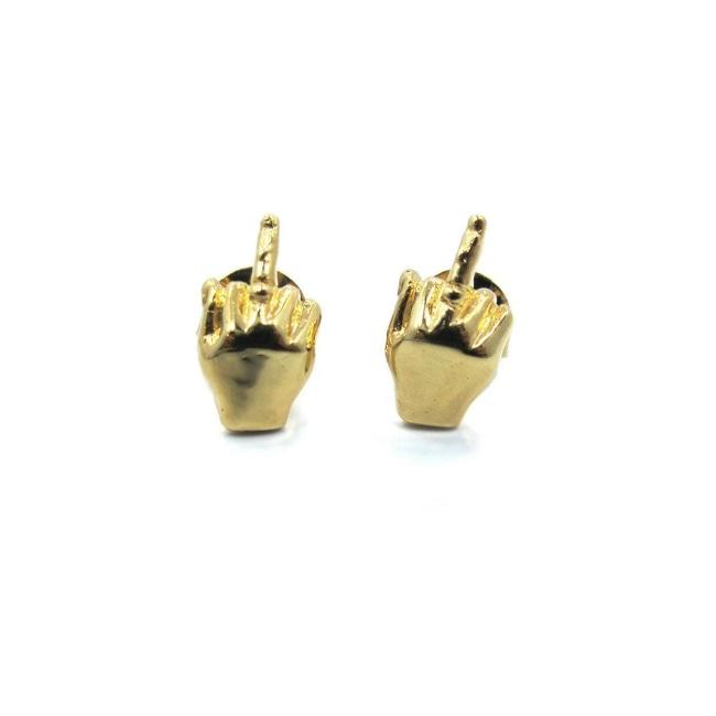 front of the Fu Earrings in gold from the han cholo shadow series collection