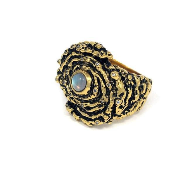 Galaxy Ring pm rings Precious Metals Vermeil - 24k Gold Plated 6 Moonstone