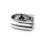 the right side view of the game over ring by han cholo on a white background showing the HC stamp