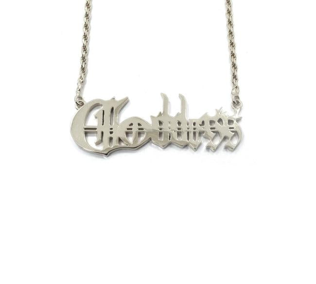 Goddess Name Plate Pendant Sterling Silver .925 Pm Necklaces